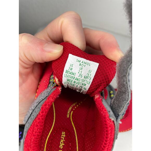 Stride Rite Amos Sneaker Baby Boy size 3 Red and Gray Casual Comfort Tennis Shoe - Picture 8 of 8